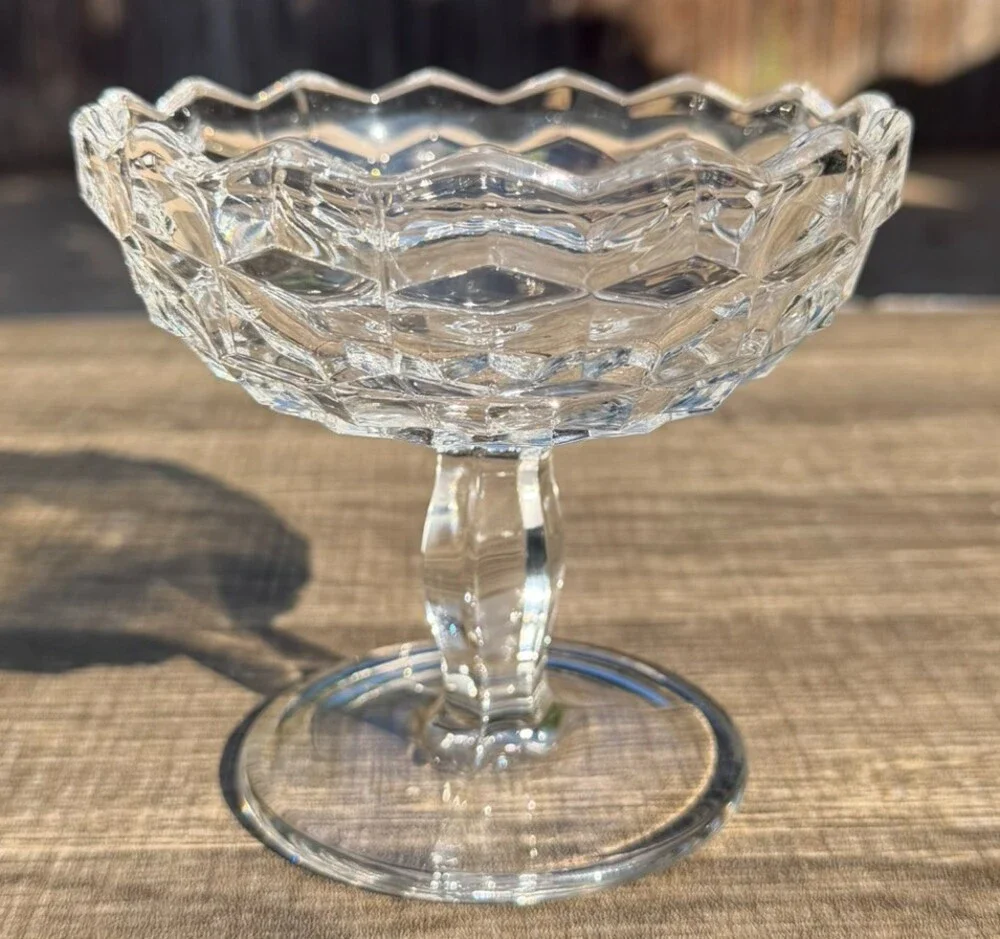 Fostoria American Clear Glass Jam Jelly Compote Footed Dish Vintage 4.5
